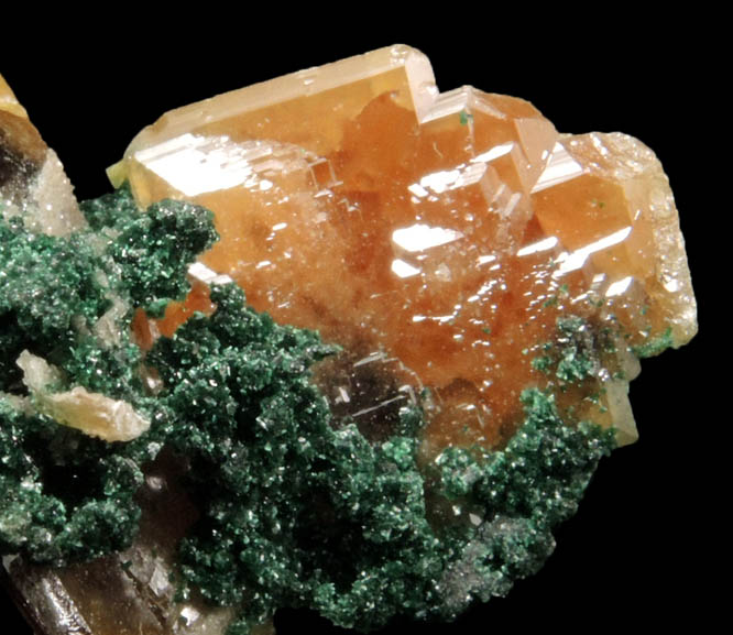 Wulfenite and Malachite from Tsumeb Mine, Otavi-Bergland District, Oshikoto, Namibia