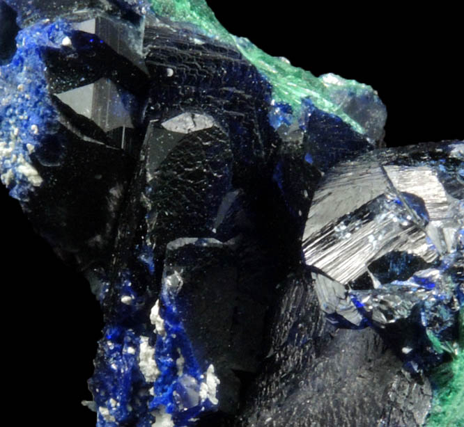 Azurite over Malachite from Milpillas Mine, Cuitaca, Sonora, Mexico