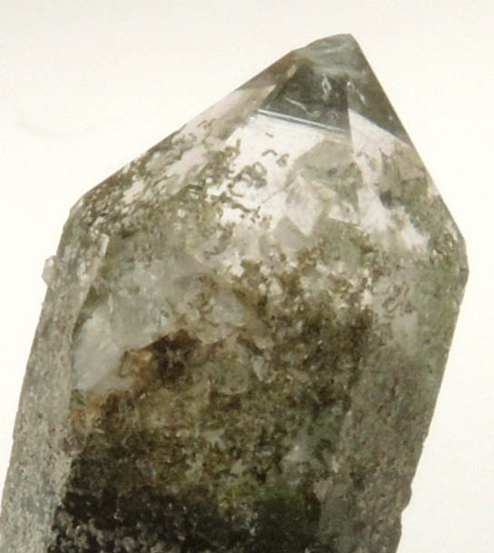 Quartz with Chamosite from Route 55 road cut, northwest of Windsor, Qubec, Canada