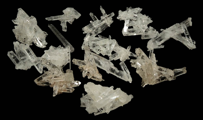 Quartz (14 small crystal clusters) from Jeffrey Quarry, near North Little Rock, Pulaski County, Arkansas