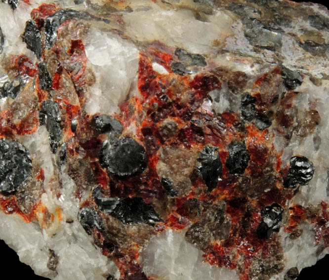 Zincite, Franklinite, Calcite, Willemite from Sterling Mine, Ogdensburg, Sterling Hill, Sussex County, New Jersey (Type Locality for Franklinite and Zincite)