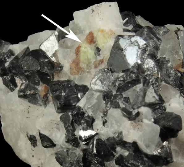 Franklinite in Calcite with Willemite from Franklin District, Sussex County, New Jersey (Type Locality for Franklinite)