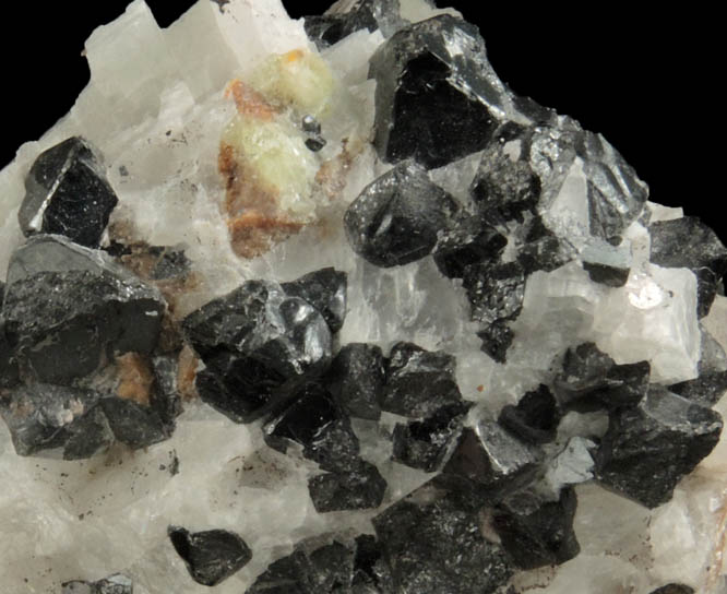 Franklinite in Calcite with Willemite from Franklin District, Sussex County, New Jersey (Type Locality for Franklinite)