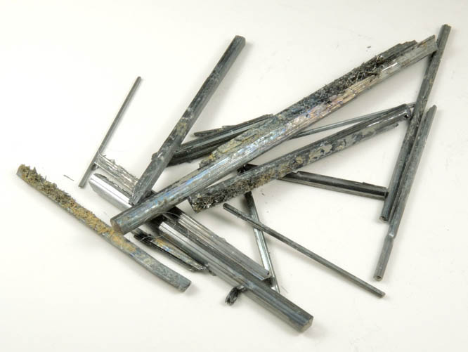 Stibnite (14 crystals) from Wuling, Jiangxi, China