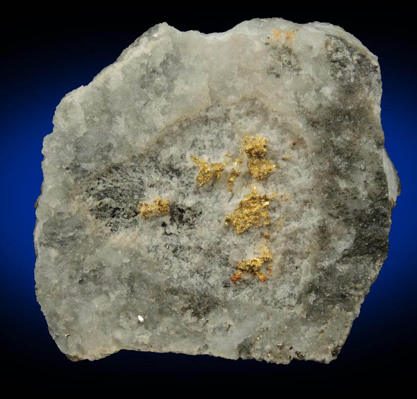 Gold in Quartz from Minera di Brusson (Chamousira), Val d'Ayas, Valle d'Aosta, Italy