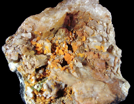 Wulfenite with Galena, Anglesite, Pyromorphite from Manhan Lead Mines, Loudville District, 3 km northwest of Easthampton, Hampshire County, Massachusetts