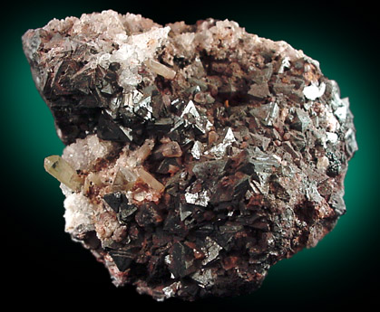 Hematite pseudomorph after Magnetite (var. Martite) with Apatite and Quartz from Iron Mountain, Iron Springs District, Iron County, Utah