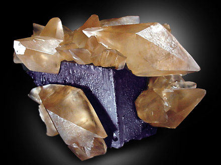Calcite on Fluorite from Denton Mine, Hardin County, Illinois