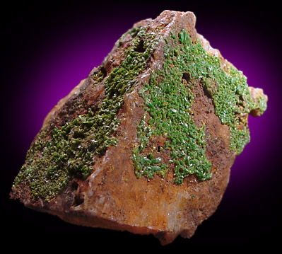 Pyromorphite on Quartz from Brookdale Mine, Phoenixville, Pennsylvania