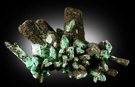 Malachite pseudomorph after Gypsum from Kennecott Mine, Ray, Arizona