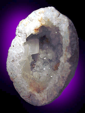 Calcite in Quartz Geode from Keokuk, Lee County, Iowa