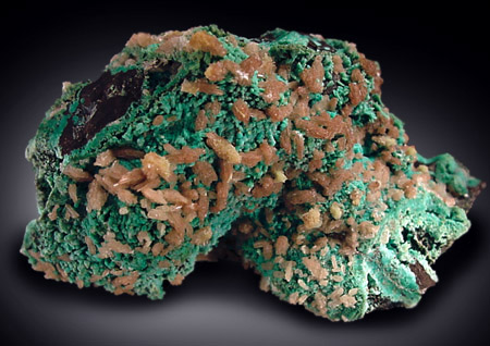 Cerussite on Malachite from 79 Mine, Banner District, near Hayden, Gila County, Arizona