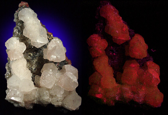 Calcite on Quartz with Chalcopyrite from Wawa, Ontario, Canada