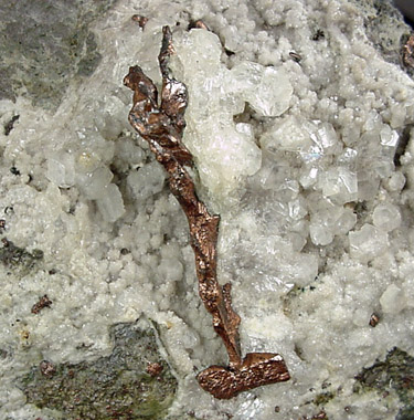 Copper crystals on Calcite from Keweenaw Peninsula, Michigan