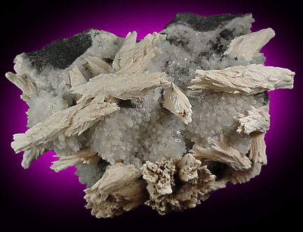 Barite on Quartz and Galena from Pachapaqui, Peru