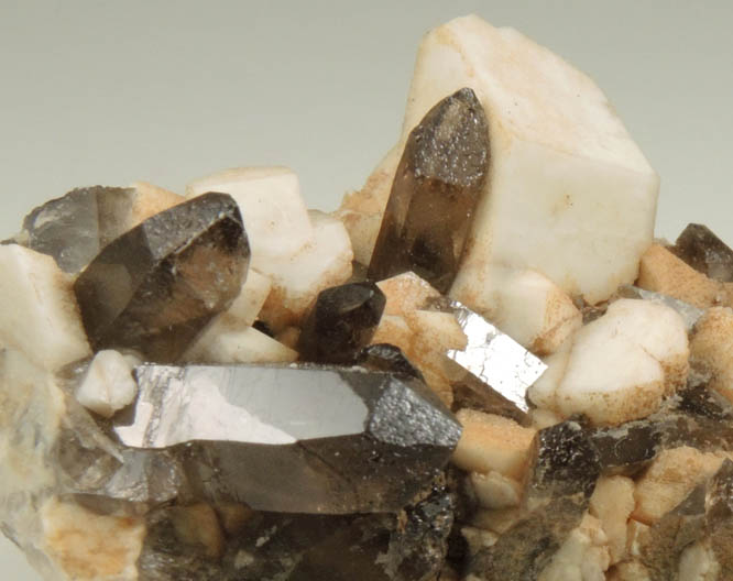 Microcline and Smoky Quartz (2 specimens) from southeast flank of Mount Anderson, Pemigewasset Wilderness, Grafton County, New Hampshire