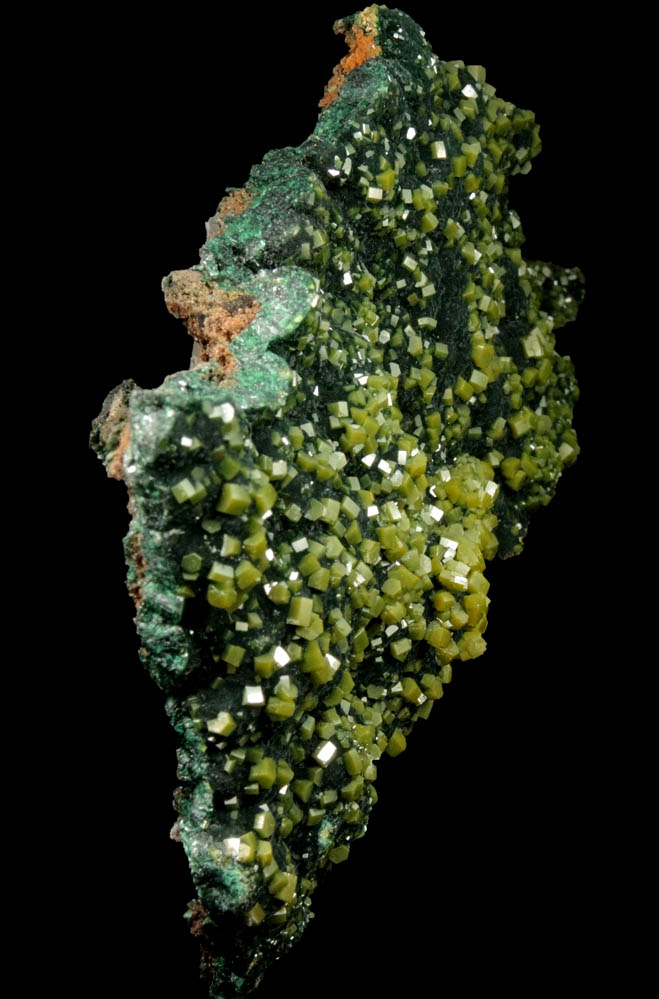 Pyromorphite over Malachite from Brown's Prospect, Rum Jungle, 61 km south of Darwin, Northern Territory, Australia