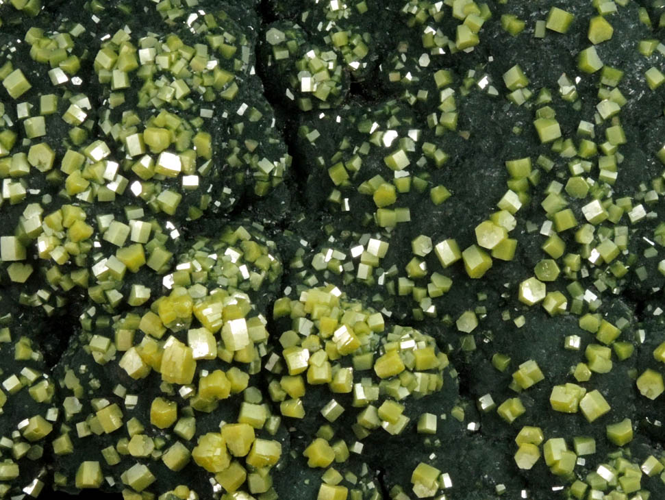 Pyromorphite over Malachite from Brown's Prospect, Rum Jungle, 61 km south of Darwin, Northern Territory, Australia