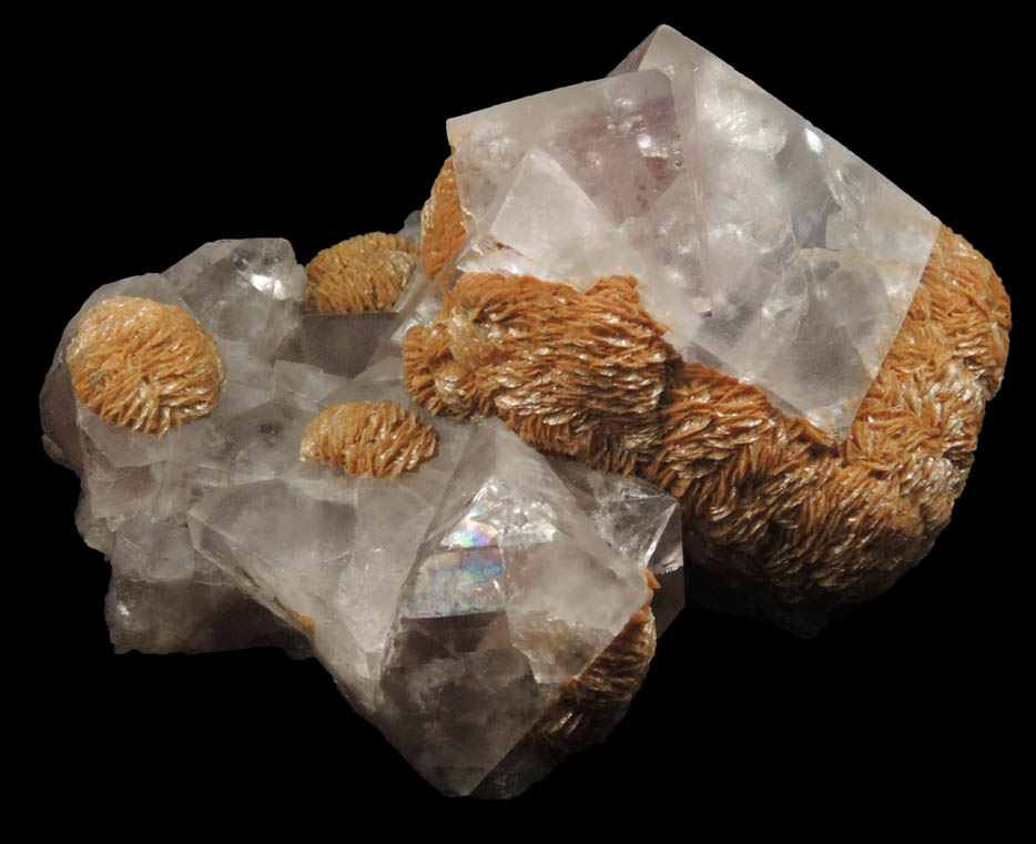 Fluorite (twinned crystals) with Siderite from Boltsburn Mine, Rookhope, County Durham, England