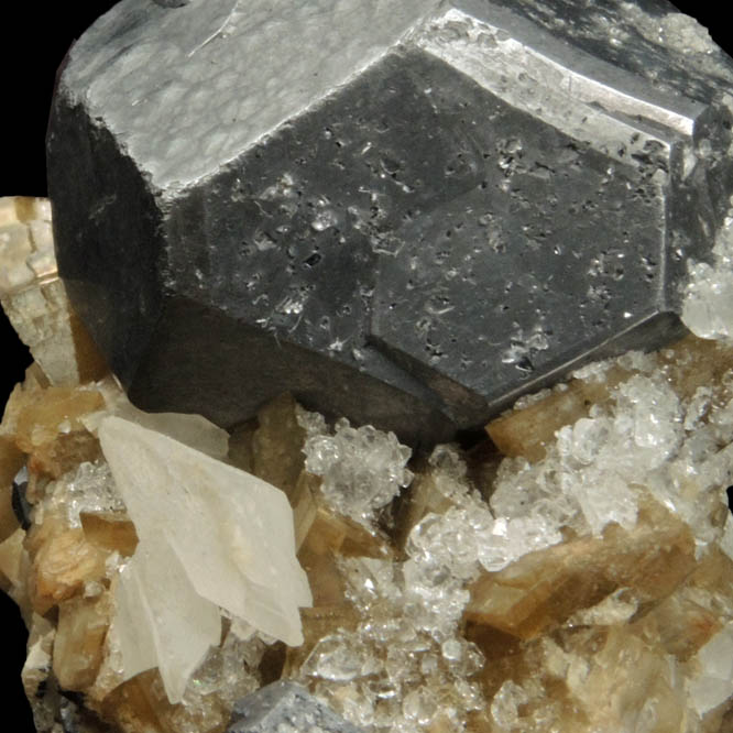 Galena, Siderite, Calcite from Neudorf, Harz Mountains, Sachsen-Anhalt, Germany