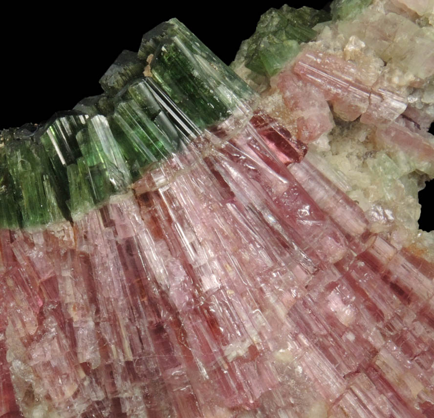 Elbaite Tourmaline bi-colored crystals in unusual conical formation from Mount Mica Quarry, Paris, Oxford County, Maine