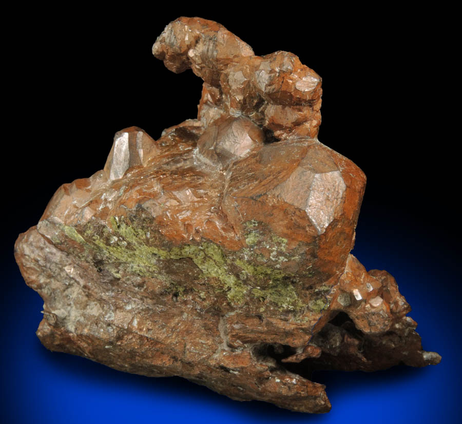 Copper complex crystals with minor Epidote from Quincy Mine, Hancock, Keweenaw Peninsula Copper District, Houghton County, Michigan