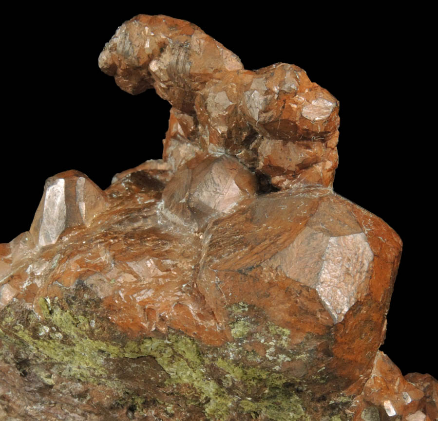 Copper complex crystals with minor Epidote from Quincy Mine, Hancock, Keweenaw Peninsula Copper District, Houghton County, Michigan