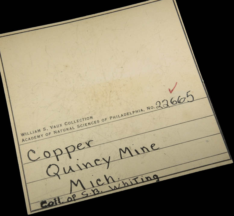 Copper complex crystals with minor Epidote from Quincy Mine, Hancock, Keweenaw Peninsula Copper District, Houghton County, Michigan