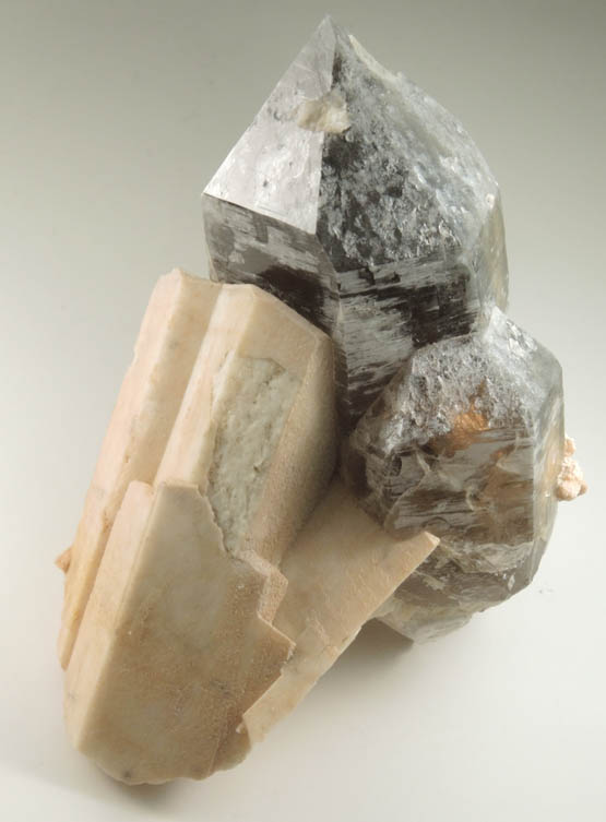 Quartz var. Smoky Quartz on Microcline from Oliver Diggings, Moat Mountain, Hale's Location, west of North Conway, New Hampshire