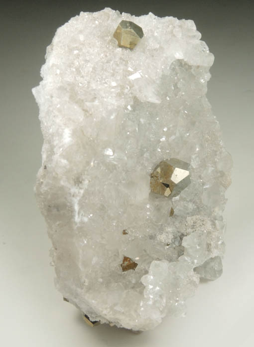Pyrite on Calcite from Empire State Zinc Mine #4 (formerly ZCA No. 4 Mine), 4065' Level, Balmat, St. Lawrence County, New York