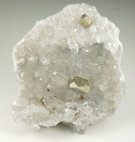 Pyrite on Calcite from Empire State Zinc Mine #4 (formerly ZCA No. 4 Mine), 4065' Level, Balmat, St. Lawrence County, New York