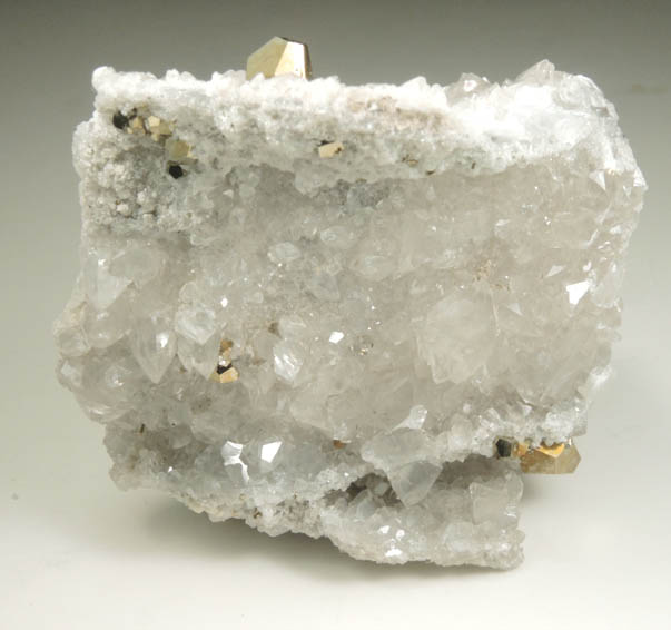 Pyrite on Calcite from Empire State Zinc Mine #4 (formerly ZCA No. 4 Mine), 4065' Level, Balmat, St. Lawrence County, New York