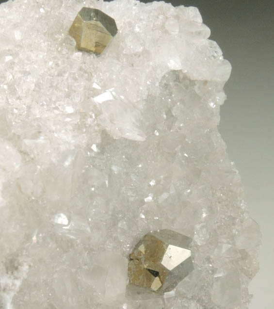 Pyrite on Calcite from Empire State Zinc Mine #4 (formerly ZCA No. 4 Mine), 4065' Level, Balmat, St. Lawrence County, New York