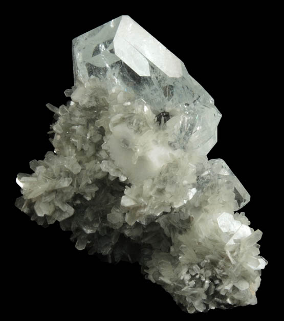Beryl var. Aquamarine on Muscovite from Xuebaoding Mountain near Pingwu, Sichuan Province, China