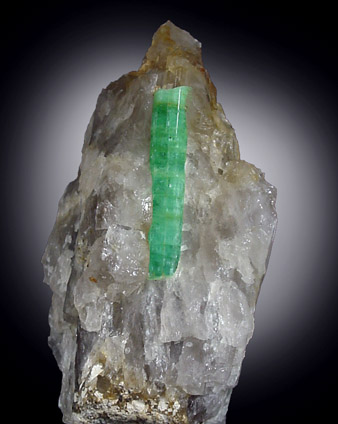 Beryl var. Emerald in Quartz from Mount Dayakou tungsten mine, 6 km northeast of Mengdong village, Malipo County, Yunnan Province, China