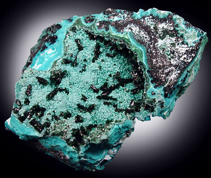 Malachite on Chrysocolla from Mashamba West Mine, 13 km west of Kolwezi, Katanga Copperbelt, Lualaba Province, Democratic Republic of the Congo