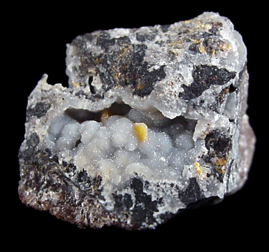 Wulfenite with drusy Quartz coating from Finch Mine, north of Hayden, Banner District, Gila County, Arizona