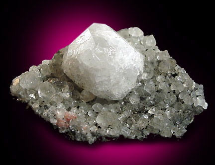 Analcime on Calcite from Prospect Park Quarry, Prospect Park, Passaic County, New Jersey