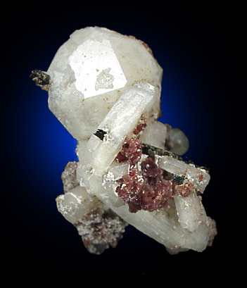 Natrolite with Analcime, Aegirine, Rhodochrosite from Poudrette Quarry, Mt. St. Hilaire, Québec, Canada