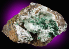 Brochantite on Calcite from Mina San Carlos, Aranzazu, Concepcion del Oro, Zacatecas, Mexico