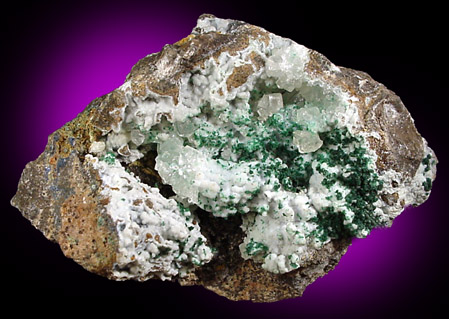 Brochantite on Calcite from Mina San Carlos, Aranzazu, Concepcion del Oro, Zacatecas, Mexico