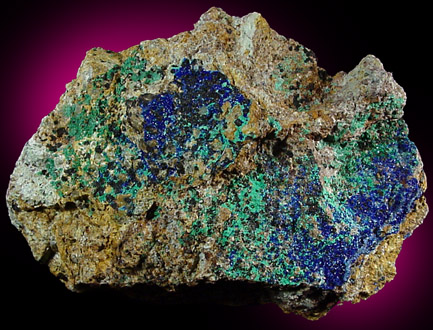 Azurite, Malachite, Tenorite from Morenci Mine, Clifton District, Greenlee County, Arizona