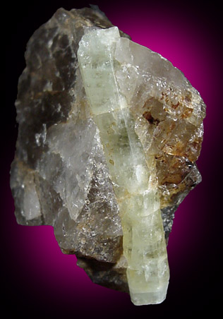 Beryl in Quartz from Wiley Mountain, Stow, Maine
