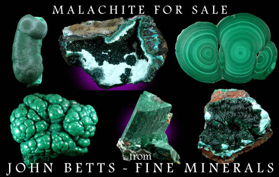 John Betts - Fine Minerals gallery of Malachite Specimens